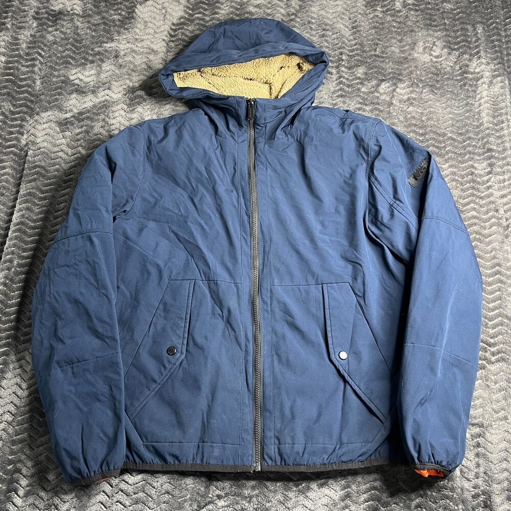 Michael Kors Men's Hooded Jacket with Faux Fur Color: Midnight Blue Size M